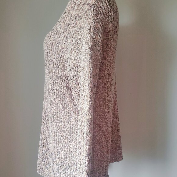 ROOTS Women's Round Neck Ribbed Knit Sweater Heathered Blush & Black Size Medium - Picture 5 of 10